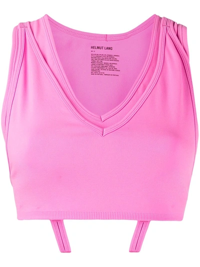Shop Helmut Lang Cropped V-neck Top In Pink