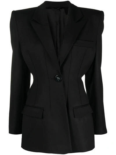 Shop Attico Fitted Single-breasted Blazer In Black