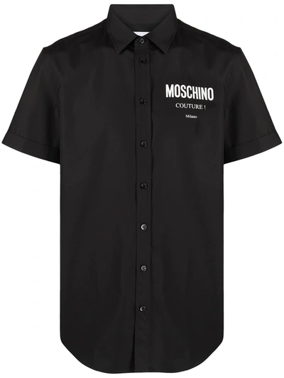 Shop Moschino Logo-print Short-sleeved Shirt In Black