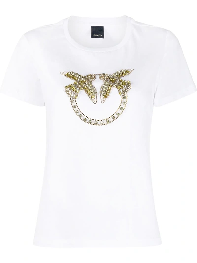 Shop Pinko Love Birds T-shirt In White