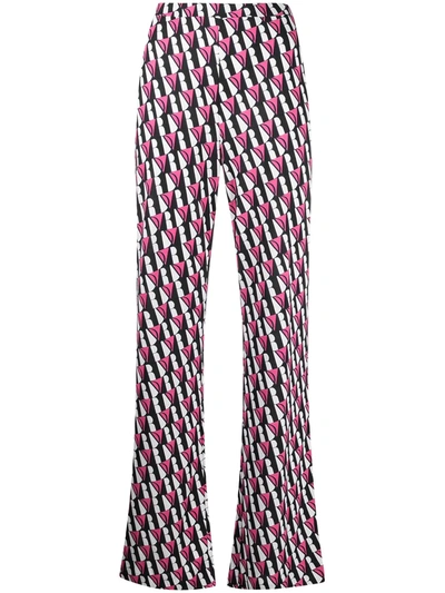 Shop Diane Von Furstenberg Caspian Silk Flared Trousers In Neutrals