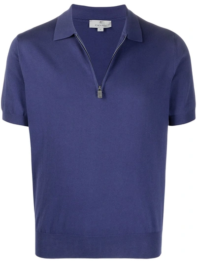 Shop Canali Fine Knit Polo Shirt In Purple