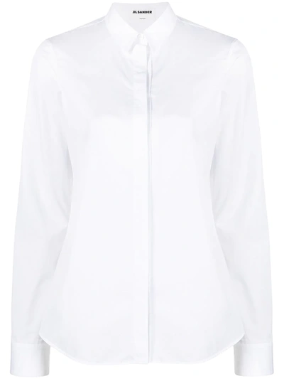 Shop Jil Sander Long-sleeve Cotton Shirt In White