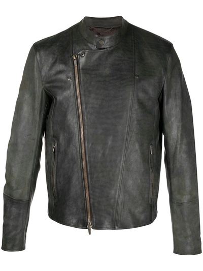 Shop Ajmone Asymmetric Zip-front Jacket In Brown