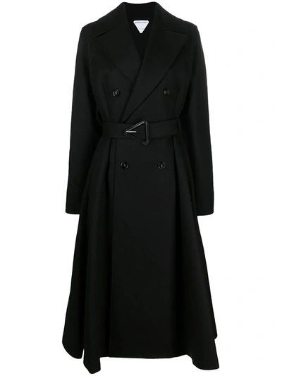 Shop Bottega Veneta Double-breasted Flared Coat In Black