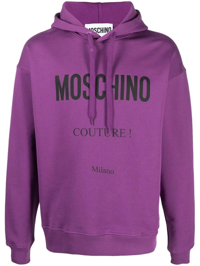 Shop Moschino Couture! Print Hoodie In Purple