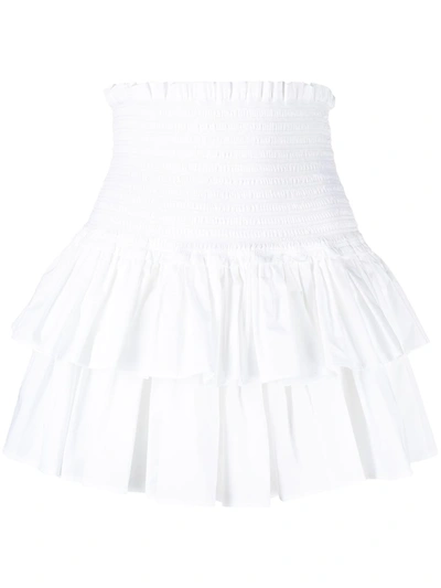 Shop Dondup Stretch Ruffled Mini Skirt In White