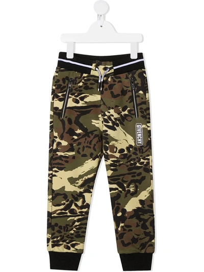 Shop Givenchy Logo Camouflage Tracksuit Bottoms In Green