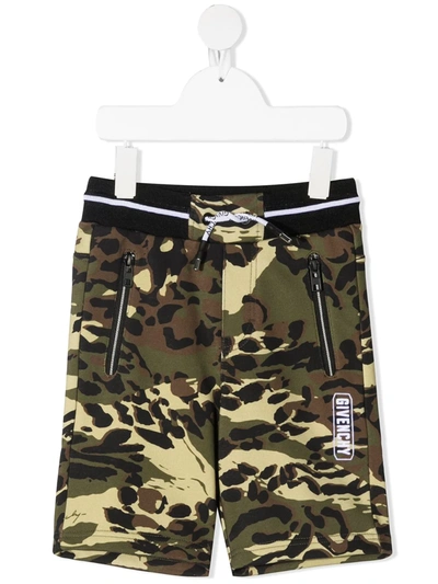 Shop Givenchy Camouflage-print Track Shorts In Green