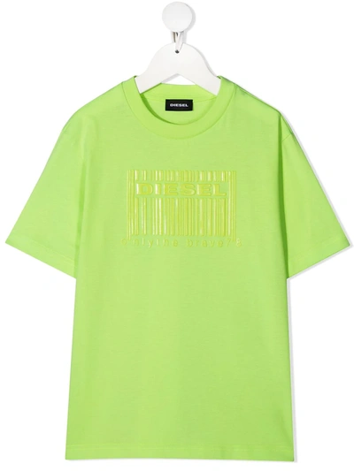 Shop Diesel Logo-print Cotton T-shirt In Yellow