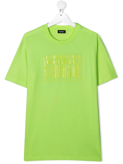 Shop Diesel Logo-print Cotton T-shirt In Yellow