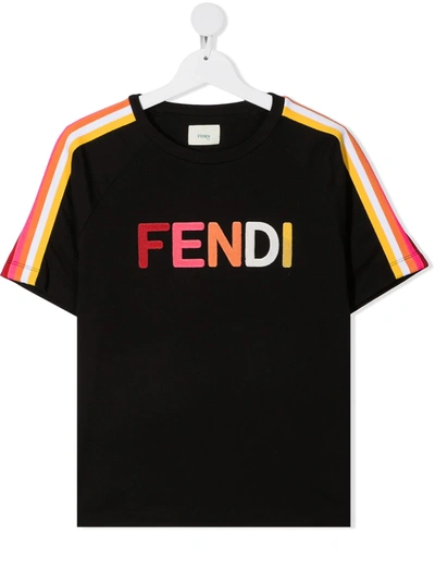 Shop Fendi Teen Logo-appliquéd T-shirt In Black