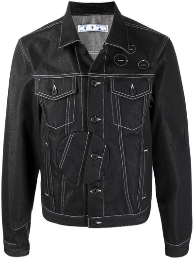 Shop Off-white Arrows Motif Denim Jacket In Black