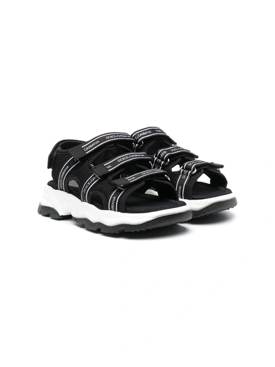 Shop Dolce & Gabbana Logo-strap Chunky Sandals In Black