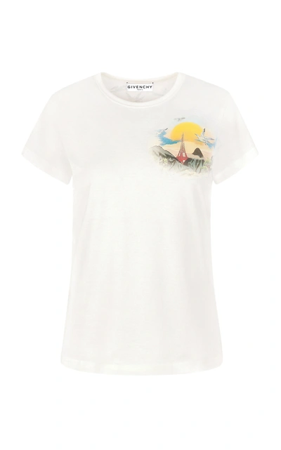 Shop Givenchy Women's Fitted Logo-print Cotton T-shirt In White