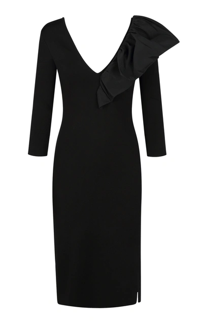 Shop Givenchy Women's Taffeta-trimmed Crepe Midi Dress In Black