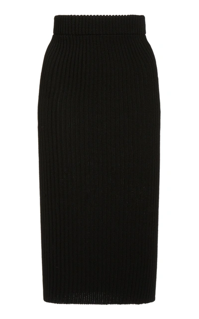 Shop Alexandre Vauthier Women's Ribbed Knit Pencil Skirt In Black
