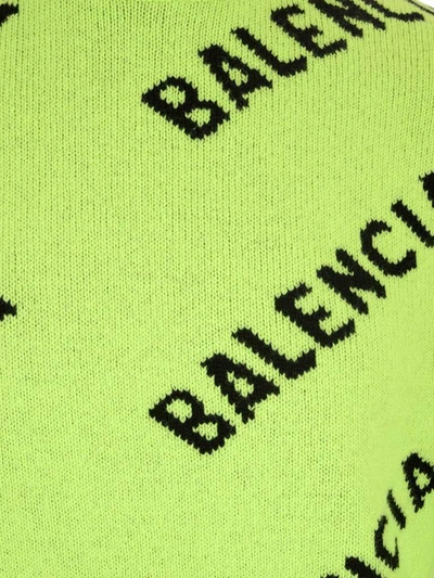 Shop Balenciaga Allover Logo Knit Sweater In Green