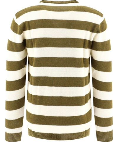 Shop Loewe Anagram Embroidered Striped Sweater In Multi