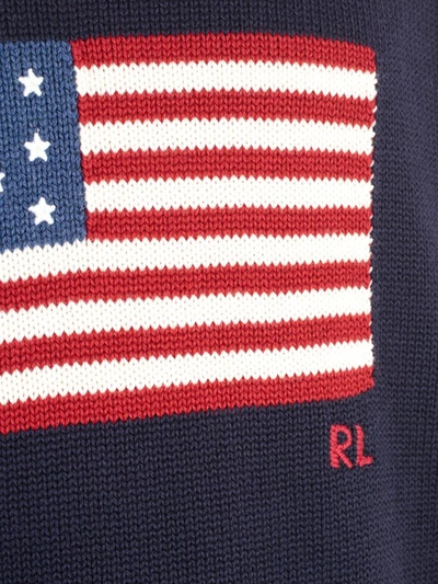 Shop Polo Ralph Lauren Flag Intarsia Knit Sweater In Blue