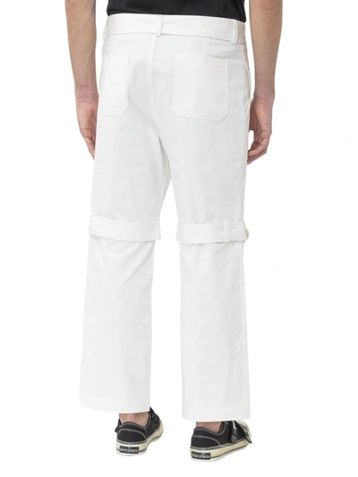 Shop Palm Angels Belted Detail Pants In White