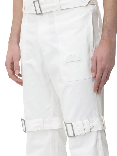 Shop Palm Angels Belted Detail Pants In White