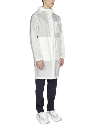 Shop Prada Front Pocket Raincoat In White