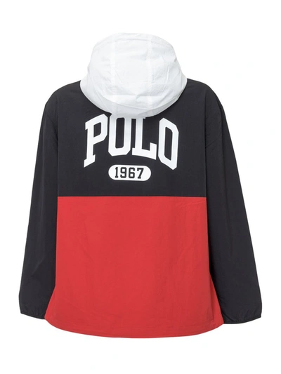 Shop Polo Ralph Lauren Logo Hooded Pullover In Red