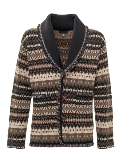 Shop Alanui Contrast Lighting Detailed Cardigan In Multi