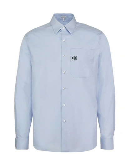 Shop Loewe Anagram Embroidered Shirt In Blue