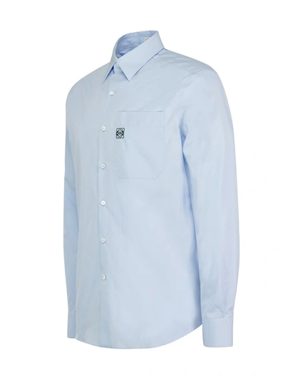 Shop Loewe Anagram Embroidered Shirt In Blue
