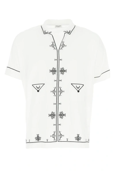 Shop Saint Laurent Embroidered Tunic Top In White