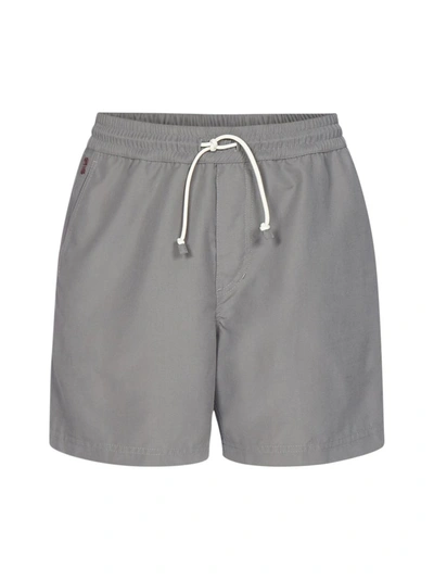 Shop Brunello Cucinelli Drawstring Swim Shorts In Grey