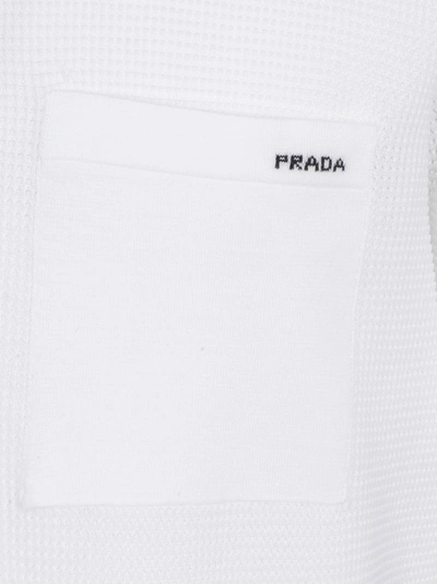 Shop Prada Striped Trim Polo Shirt In White