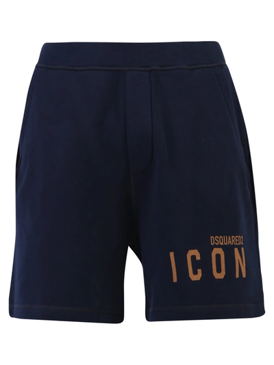 Shop Dsquared2 Icon Logo Print Shorts In Blue
