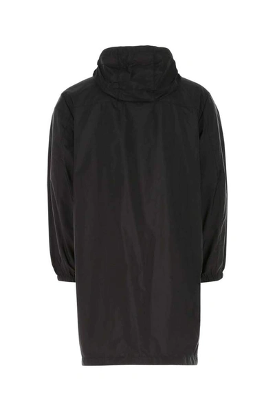 Shop Prada Logo Plaque Raincoat In Black