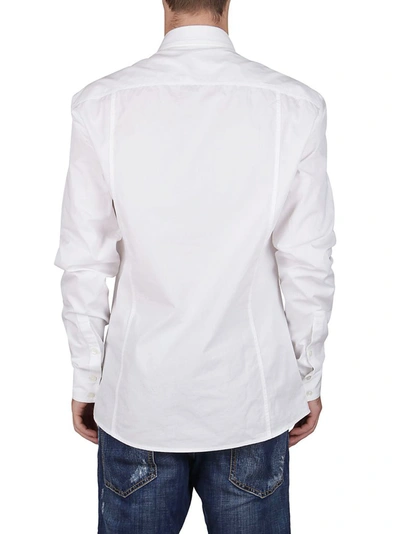 Shop Balmain Beaded Concealed Placket Shirt In White