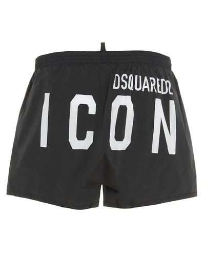 Shop Dsquared2 Logo Print Swim Shorts In Black