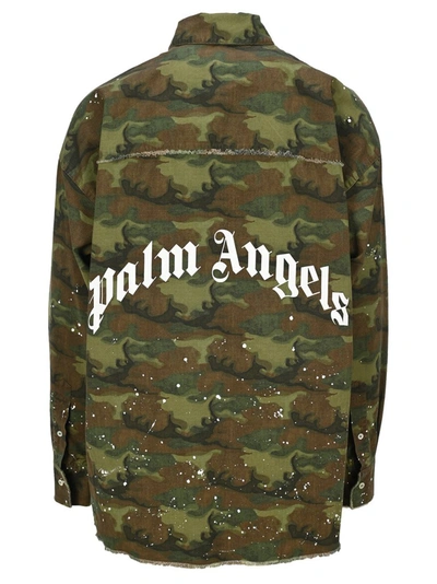 Shop Palm Angels Camouflage Logo Print Shirt In Multi