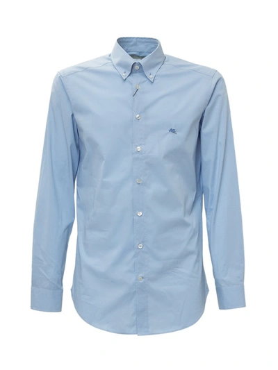 Shop Etro Embroidered Logo Shirt In Blue