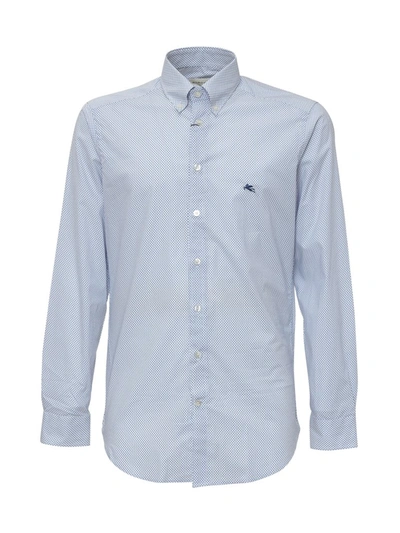 Shop Etro Logo Embroidered Shirt In Blue
