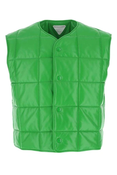 Shop Bottega Veneta Leather Padded Vest In Green