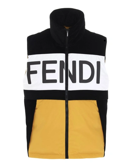 Shop Fendi Reflective Logo Print Gilet In Multi