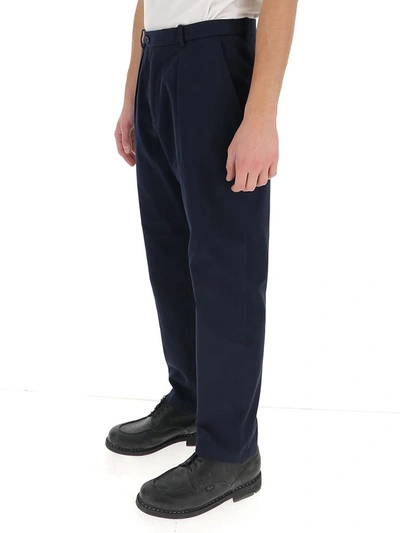 Shop Gucci Interlocking G Patch Trousers In Blue