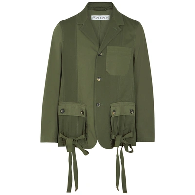 Shop Jw Anderson Army Green Panelled Cotton Jacket In Khaki