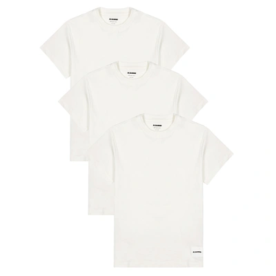 Shop Jil Sander Off-white Organic Cotton T-shirt - Set Of Three