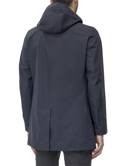 Shop Herno Hooded Rain Coat In Blue