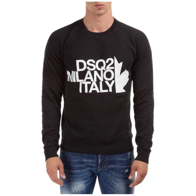 Shop Dsquared2 Milano Italy Printed Crewneck Sweatshirt In Black