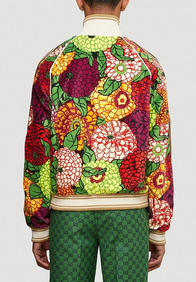 Shop Gucci X Ken Scott Floral Printed Bomber Jacket In Multi