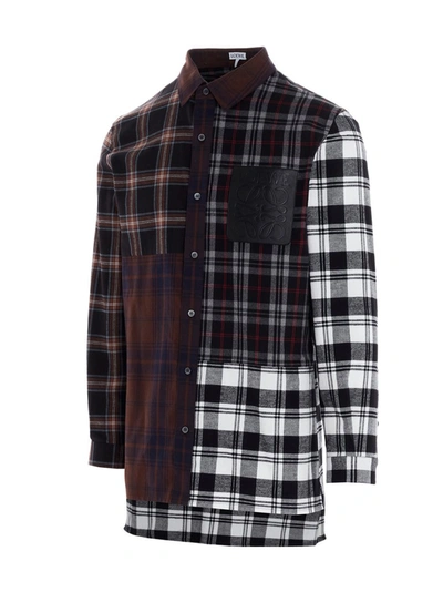 Shop Loewe Patchwork Oversize Check Shirt In Multi